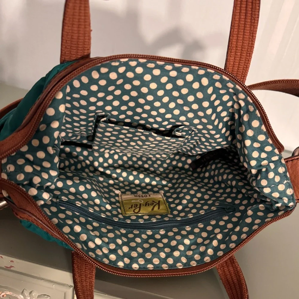 Fossil Green and Brown Crossbody Bag with Adjustable Strap - Picture 4 of 5